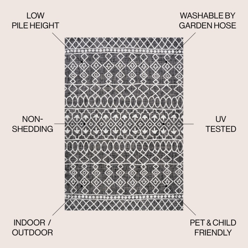 Kafel Tribal Bohemian Indoor/Outdoor Area Rug