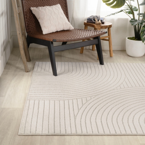 Tapis à motif géométrique courbé minimaliste de Skagen