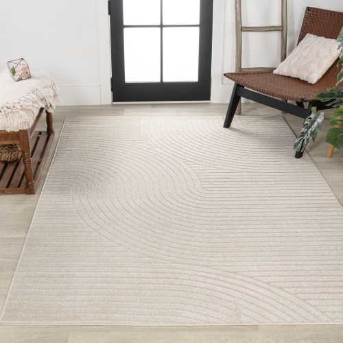 Tapis à motif géométrique courbé minimaliste de Skagen
