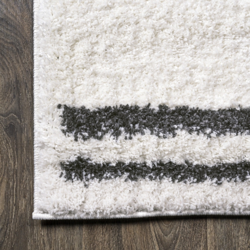 Petra Stripe Geometric Shag Area Rug