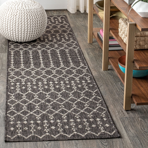 Ourika Moroccan Geometric Textured Weave Indoor/Outdoor Runner Rug