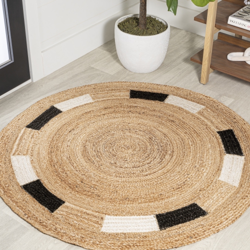 Porto Geometric Jute Circle Area Rug