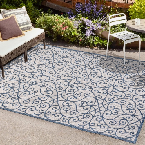 Madrid Vintage Filigree Textured Weave Indoor/Outdoor Area Rug