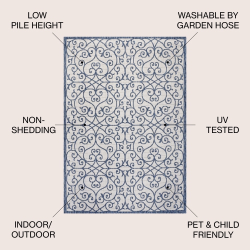Madrid Vintage Filigree Textured Weave Indoor/Outdoor Area Rug
