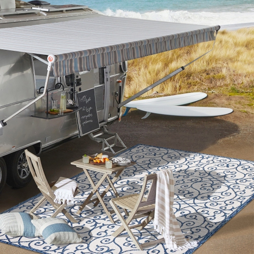 Madrid Vintage Filigree Textured Weave Indoor/Outdoor Area Rug