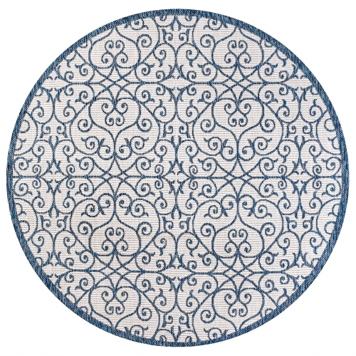 JONATHAN Y  Madrid Vintage Filigree Textured Weave Indoor/outdoor Round Rug