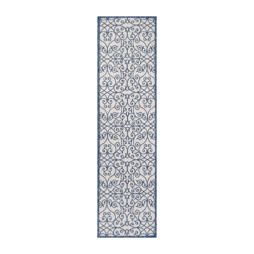 Tapis de corridor intérieur/extérieur à motif de filigrane texturé de style rétro de Madrid
