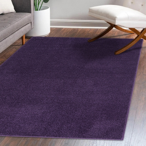 Haze Solid Low Pile Area Rug Purple