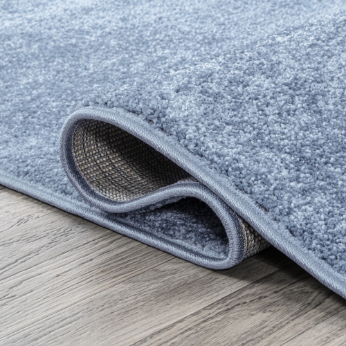 Carpette Haze uni à poil ras bleu classique