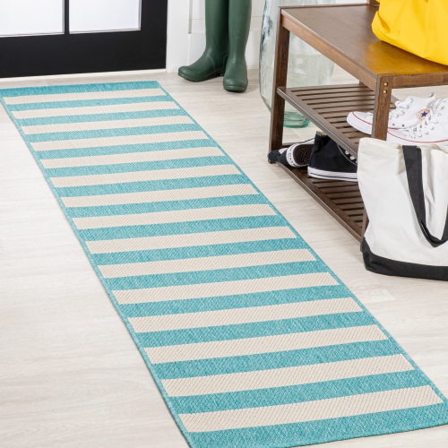 Negril Two Tone Wide Stripe Indoor/Outdoor Area Rug