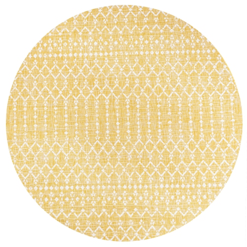 Ourika Moroccan Geometric Textured Weave Indoor/Outdoor Round Rug