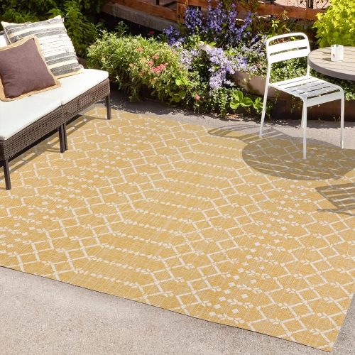 Ourika Moroccan Geometric Textured Weave Indoor/Outdoor Area Rug