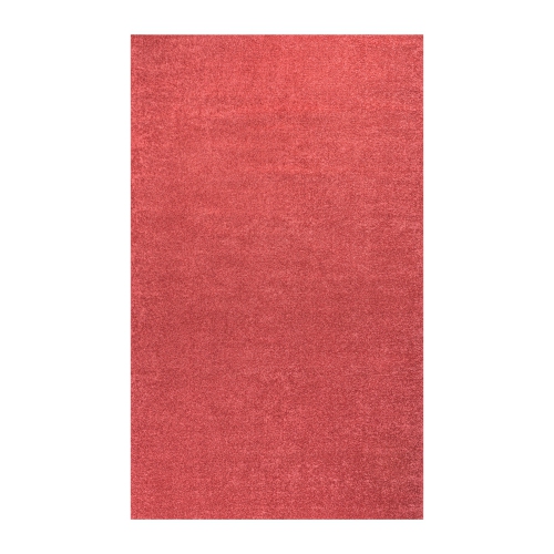 Haze Solid Low Pile Area Rug Red