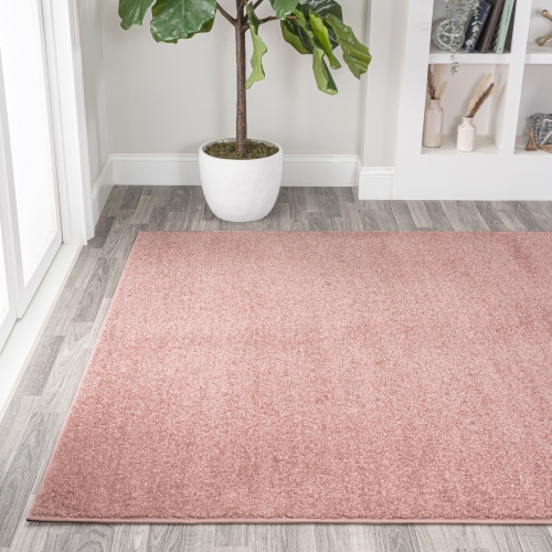 Haze Solid Low Pile Area Rug Pink