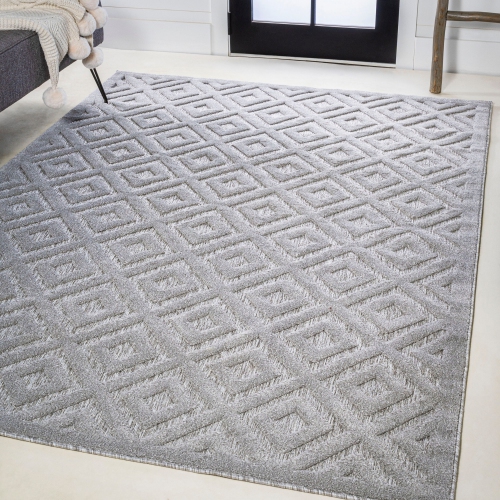 Portmany Neutral Diamond Trellis Indoor/Outdoor Area Rug