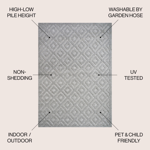 Portmany Neutral Diamond Trellis Indoor/Outdoor Area Rug