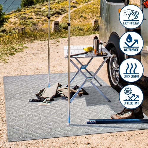 Portmany Neutral Diamond Trellis Indoor/Outdoor Area Rug