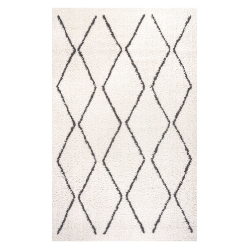 Tapis à poils longs à motif diamant marocain Catala