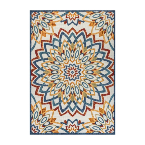 Flora Abstract Bold Mandala High-Low Indoor/Outdoor Area Rug