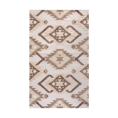 JONATHAN Y  Sumak High-Low Pile Neutral Diamond Kilim Area Rug