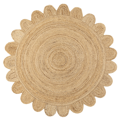 JONATHAN Y  Petal Boho Jute Scalloped Circle Area Rug