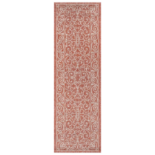 Tapis de corridor intérieur/extérieur à motif de filigrane style rétro Charleston