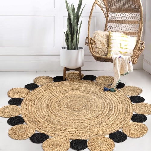 Ayana Two Tone Jute Hippy Circle Area Rug