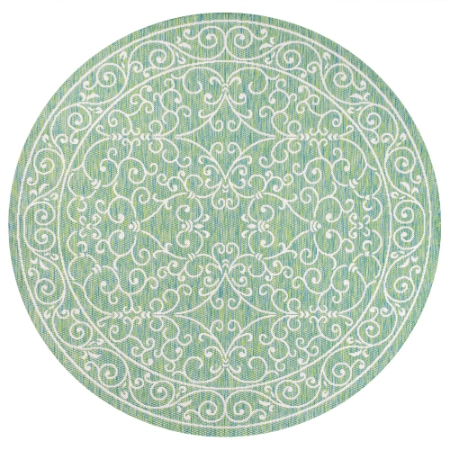 JONATHAN Y  Charleston Vintage Filigree Textured Weave Indoor/outdoor Round Rug