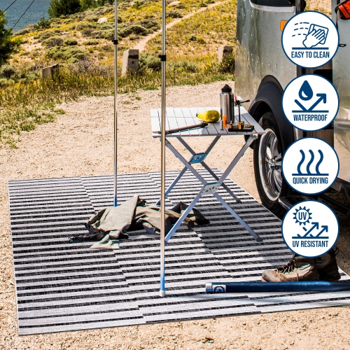 Sukie Modern Offset Stripe Indoor/Outdoor Area Rug