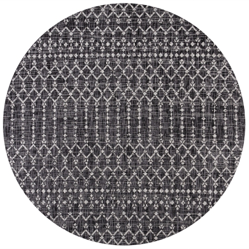 JONATHAN Y  Ourika Moroccan Geometric Textured Weave Indoor/outdoor Round Rug