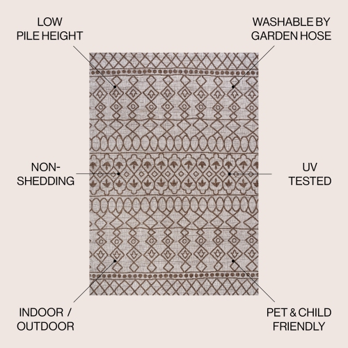 Kafel Tribal Bohemian Indoor/Outdoor Area Rug