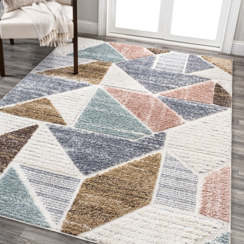Aileen Geometric Scandi Colorblock Carved Area Rug