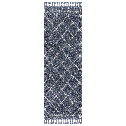 JONATHAN Y  Mercer Shag Plush Tassel Moroccan Geometric Trellis Area Rug