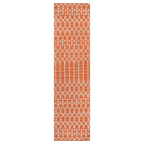 Image 1 of 9.. Ourika Moroccan Geometric Textured Weave Indoor/Outdoor Runner Rug