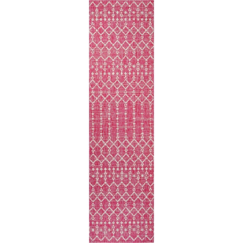 Ourika Moroccan Geometric Textured Weave Indoor/Outdoor Runner Rug