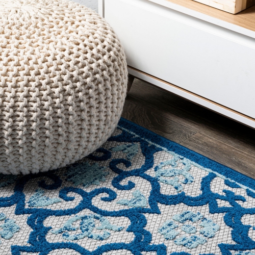 Tapis d'intérieur/d'extérieur Gallia à carreaux et treillis, haut et bas