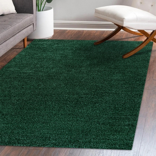 Haze Solid Low Pile Area Rug Emerald