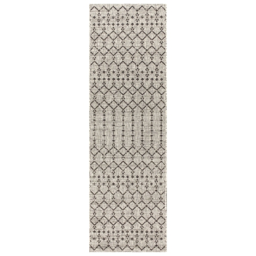 Image 1 of 10.. Ourika Moroccan Geometric Textured Weave Indoor/Outdoor Runner Rug