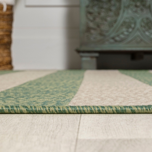Negril Two Tone Wide Stripe Indoor/Outdoor Area Rug