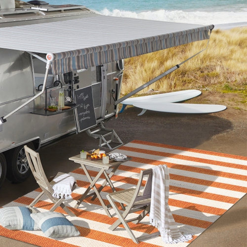 Tapis d'intérieur/d'extérieur à rayures larges deux tons Negril