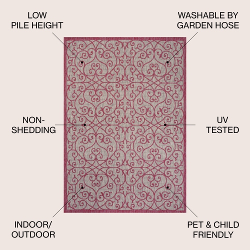 Madrid Vintage Filigree Textured Weave Indoor/Outdoor Round Rug