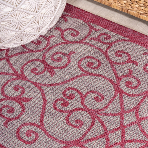 Madrid Vintage Filigree Textured Weave Indoor/Outdoor Round Rug