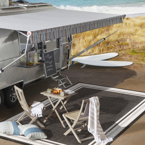 James Modern Border Stripe Indoor/Outdoor Area Rug