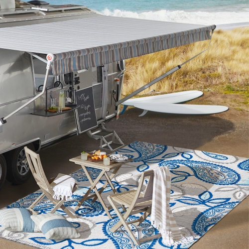 Tapis haut/bas à motif cachemire Julien pour l'intérieur et l'extérieur