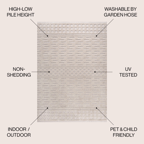 Xlendi High-Low Pile Moroccan Geometric Indoor/Outdoor Area Rug