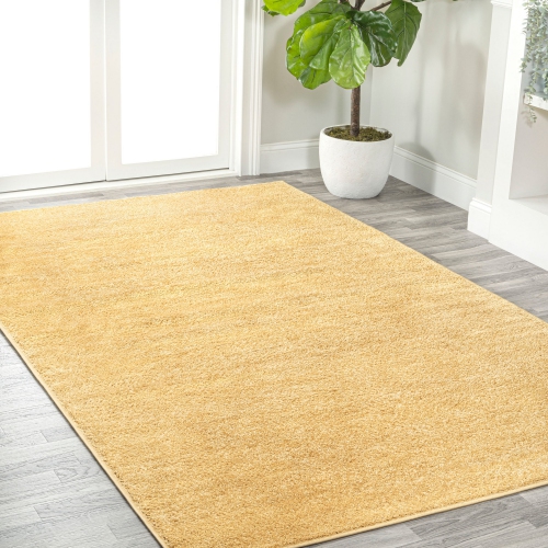 Haze Solid Low Pile Area Rug Mustard