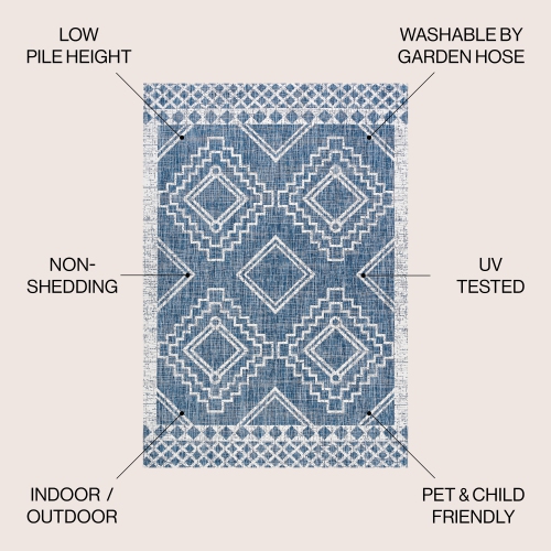 Marokko Diamond Tribal Medallion Indoor/Outdoor Area Rug