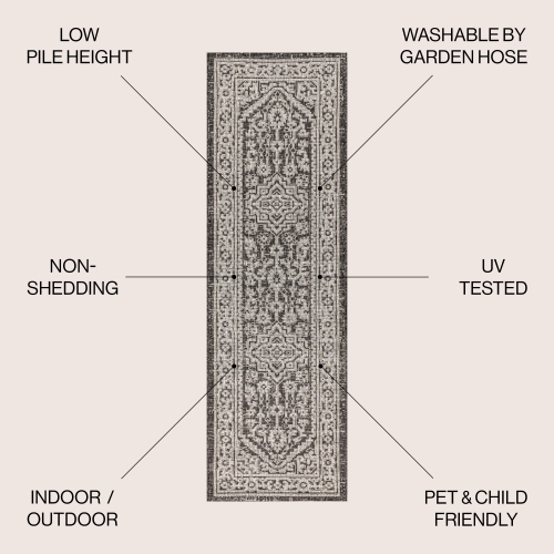 Sinjuri Medallion Textured Weave Indoor/Outdoor Area Rug