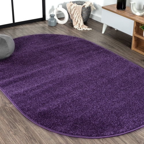 Haze Solid Low Pile Area Rug Purple