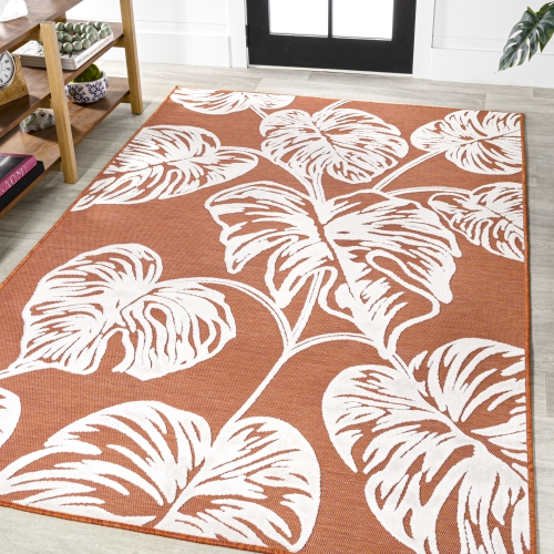 Tobago High-Low Two Tone Monstera Leaf Area Rug